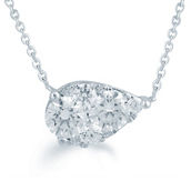 Royal Aura 14K White Gold 1 1/4CTW Diamond Sideway Pear Shape Necklace