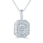 Royal Aura 14K White Gold 1/6CTW Diamond Emerald Halo Pendant