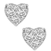 Royal Aura 14K White Gold 1/2 CTW Diamond Heart Shape Stud Earrings