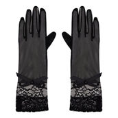 LECHERY Mesh Gloves With Lace Detail & Bow