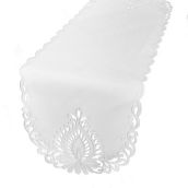 Xia Home Fashions Wilshire Embroidered Cutwork Table Runner, 16 by 70-Inch, White
