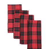 Manor Luxe Holiday Plaid Napkins 20 by 20-Inch, Set of 4