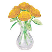 BePuzzled 3D Crystal Puzzle - Roses in a Vase (Yellow): 46 Pcs