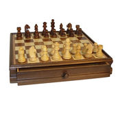 WorldWise Imports 15-inch Walnut and Maple Drawer Chest Chess Set
