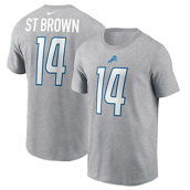 Nike Men's Amon-Ra St. Brown Gray Detroit Lions Player Name & Number T-Shirt