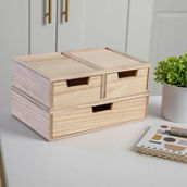 Martha Stewart 3PK Wooden Storage Box with Drawers