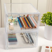Martha Stewart 2PK Plastic Desk Boxes with Pullout Drawers