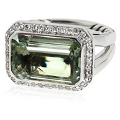 David Yurman Novella Prasiolite Diamond Ring in  Sterling Silver 0.24 CT Pre-Owned