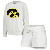 Gameday Couture Women's Ash Iowa Hawkeyes Pullover Sweatshirt & Shorts Sleep Set