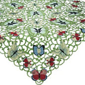 Xia Home Fashions, Butterflies Embroidered Cutwork 36-Inch By 36-Inch Table Topper