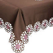 Xia Home Fashions,  Daisy Splendor Tablecloth, 60-Inch By 60-Inch, Copper
