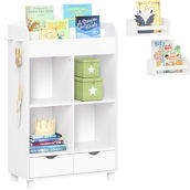 RiverRidge Kids Book Nook Toy Organizer with Bookrack and 2 10'' Bookshelves