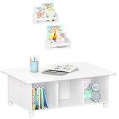 RiverRidge Kids 6 Cubby Storage Activity Table with 2 10'' Wall Bookshelves