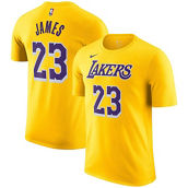 Nike Men's LeBron James Gold Los Angeles Lakers Icon 2022/23 Name & Number T-Shirt