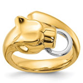 Italian Elegance 18K Two-tone Polished Panther Head Bypass Ring