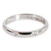 Cartier 1895 3 Diamond Wedding Band in Platinum 0.03 Ctw Pre-Owned