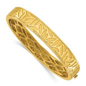18K Gold Italian Elegance SEMI-SOLID PATTERN HINGED BANGLE