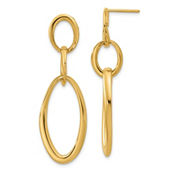 18K Gold Italian Elegance SEMI-SOLID OVAL LINK DANGLE POST EARRINGS