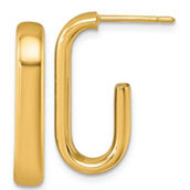 18K Gold Italian Elegance SEMI-SOLID J-HOOP POST EARRINGS