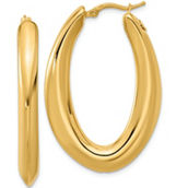 18K Gold Italian Elegance SEMI-SOLID OVAL HOOP EARRINGS