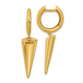 18K Gold Italian Elegance SEMI-SOLID CONE DANGLE HINGED HOOP EARRINGS