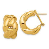 18K Gold Italian Elegance SEMI-SOLID POLISHED BRAIDED OMEGA BACK EARRINGS