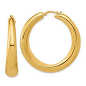 18K Gold Italian Elegance SEMI-SOLID CIRCLE HOOP EARRINGS