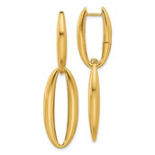 18K Gold Italian Elegance SEMI-SOLID OVAL DANGLE HINGED HOOP EARRINGS