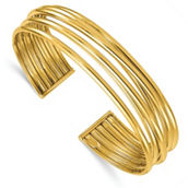 18K Gold Italian Elegance SEMI-SOLID POLISHED CUFF BANGLE