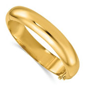 18K Gold Italian Elegance 11.5MM SEMI-SOLID POLISHED HINGED BANGLE 7.5