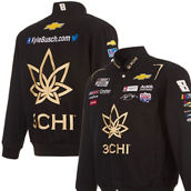 JH Design Men's Black Kyle Busch 3Chi Twill Uniform Full-Snap Jacket