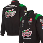 JH Design Men's Black Ty Gibbs Interstate Batteries Twill Uniform Full-Snap Jacket