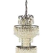 Manor Luxe, Tier Antique Style Glass Crystal Chandelier w/ Edison Bulb Pendant
