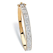 PalmBeach Diamond Accent 18k Gold-Plated Greek Key Bangle Bracelet 7.5