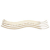 PalmBeach 5 Pc Herringbone, Curb & Cable Link Ankle Bracelet Set Goldtone 9