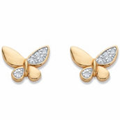 PalmBeach Diamond Accent 18k Gold-Plated Butterfly Stud Earrings
