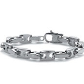 PalmBeach Men's Stainless Steel Link Bracelet 8.5 inch