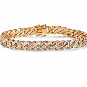 PalmBeach Men's Diamond Accent Curb-Link Bracelet Yellow Gold-Plated 8.5