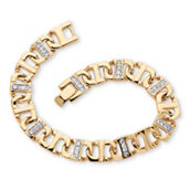 PalmBeach Men's 1.19 TCW Cubic Zirconia Mariner-Link Bracelet in Gold-Plated 8