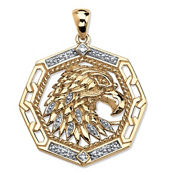 PalmBeach Men's Diamond Accented Eagle Pendant in Gold-Plated Sterling Silver
