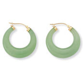 PalmBeach Genuine Jade 14k Yellow Gold Hoop Earrings