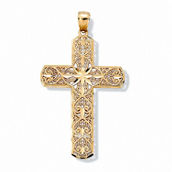 PalmBeach Unisex 10k Gold Diamond-Cut Swirl Religious Cross Pendant