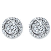 PalmBeach Diamond Platinum-plated Sterling Silver Cluster Floating Halo Earrings