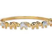 PalmBeach Diamond Accent Gold-Plated Elephant Parade Bangle Bracelet 7