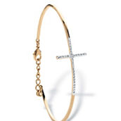 PalmBeach Pave Diamond Accent Horizontal Cross Bracelet 18k Gold-Plated