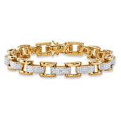 PalmBeach Men's Diamond Accent Pave-Style Gold-Plated Fancy-Link Bracelet 8.5