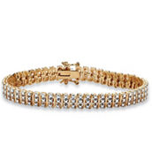 PalmBeach Diamond Accent S-Link Tennis Bracelet Yellow Gold-Plated 8