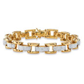 PalmBeach Men's Diamond Accent Pave-Style Gold-Plated Fancy-Link Bracelet 9.5