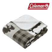 Colemand Reversible Printed Plush and Faux Fur Throw Blanket - 60 in. x 80 in.