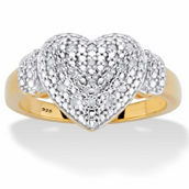 PalmBeach 1/10 Cttw. Diamond Gold-Plated Sterling Silver Heart-Shaped Cluster Ring